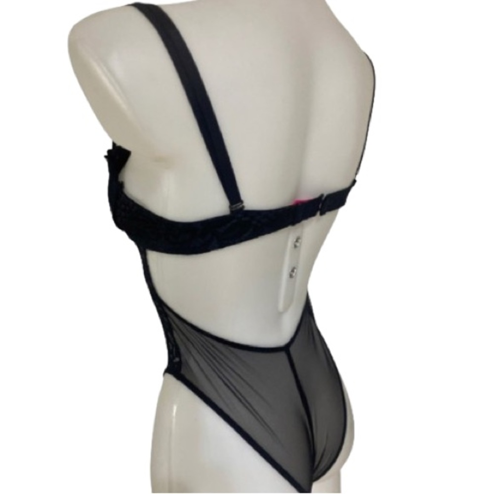 La Senza Ultra Sexy Unlined Push Up Bra Black Lace BodySuit XS - Picture 9 of 15